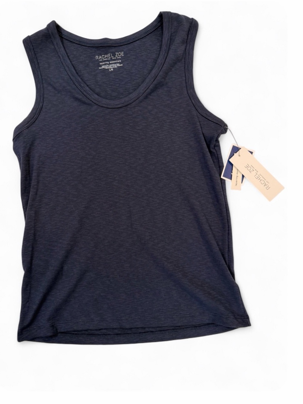 NWT Rachel Zoe Layering Essentials Navy Space Dye Tank Top L
